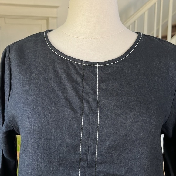 LISA BAYNE Black Linen Tunic Size XS - Picture 3 of 13